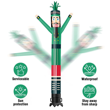 6 10 15 20FT Tall Christmas Nutcracker Green Waving Inflatable Tube Man(Blower Not Included) - goodeny