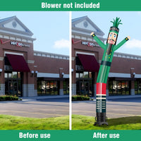 6 10 15 20FT Tall Christmas Nutcracker Green Waving Inflatable Tube Man(Blower Not Included) - goodeny