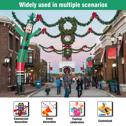 6 10 15 20FT Tall Christmas Nutcracker Green Waving Inflatable Tube Man(Blower Not Included) - goodeny