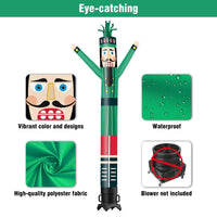 6 10 15 20FT Tall Christmas Nutcracker Green Waving Inflatable Tube Man(Blower Not Included) - goodeny