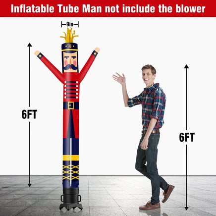 6 10 15 20FT Tall Christmas Nutcracker Waving Inflatable Tube Man(Blower Not Included) - goodeny