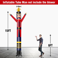 6 10 15 20FT Tall Christmas Nutcracker Waving Inflatable Tube Man(Blower Not Included) - goodeny