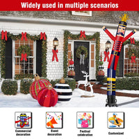 6 10 15 20FT Tall Christmas Nutcracker Waving Inflatable Tube Man(Blower Not Included) - goodeny