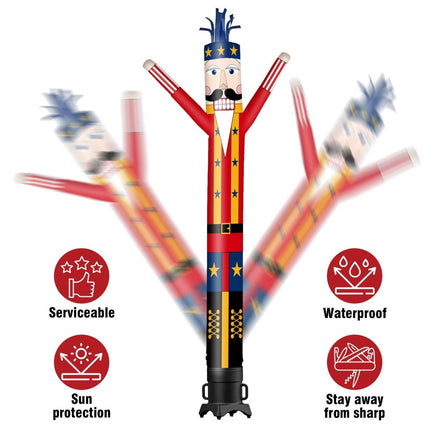 6 10 15 20FT Tall Christmas Nutcracker Waving Inflatable Tube Man(Blower Not Included) - goodeny