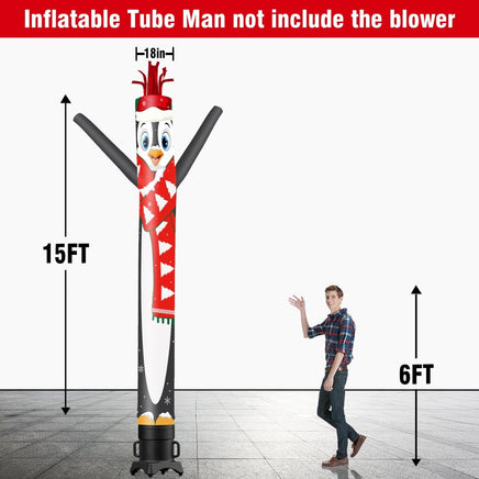 6 10 15 20FT Tall Christmas Penguin Waving Inflatable Tube Man(Blower Not Included) - goodeny