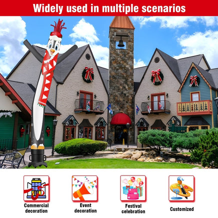 6 10 15 20FT Tall Christmas Penguin Waving Inflatable Tube Man(Blower Not Included) - goodeny