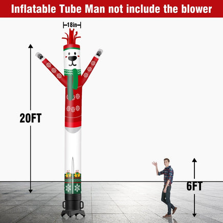 6 10 15 20FT Tall Christmas Polar Bear Waving Inflatable Tube Man(Blower Not Included) - goodeny