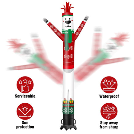 6 10 15 20FT Tall Christmas Polar Bear Waving Inflatable Tube Man(Blower Not Included) - goodeny