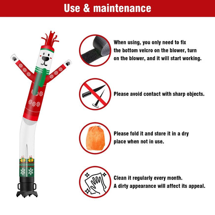 6 10 15 20FT Tall Christmas Polar Bear Waving Inflatable Tube Man(Blower Not Included) - goodeny