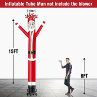 6 10 15 20FT Tall Christmas Santa Claus Waving Inflatable Tube Man(Blower Not Included) - goodeny