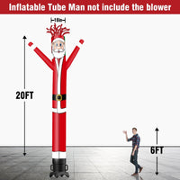 6 10 15 20FT Tall Christmas Santa Claus Waving Inflatable Tube Man(Blower Not Included) - goodeny