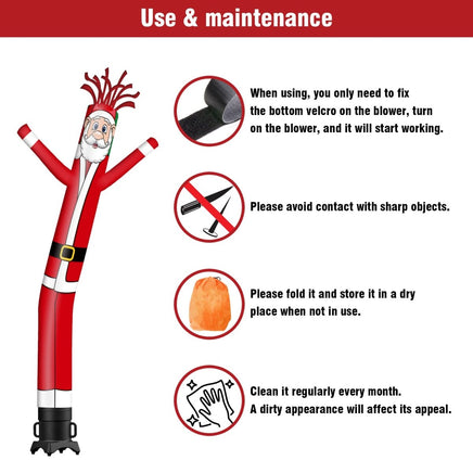 6 10 15 20FT Tall Christmas Santa Claus Waving Inflatable Tube Man(Blower Not Included) - goodeny