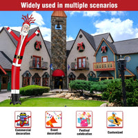 6 10 15 20FT Tall Christmas Santa Claus Waving Inflatable Tube Man(Blower Not Included) - goodeny