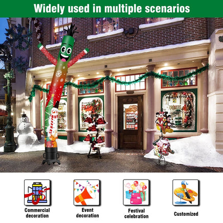 6 10 15 20FT Tall Christmas Snowflake Waving Inflatable Tube Man(Blower Not Included) - goodeny