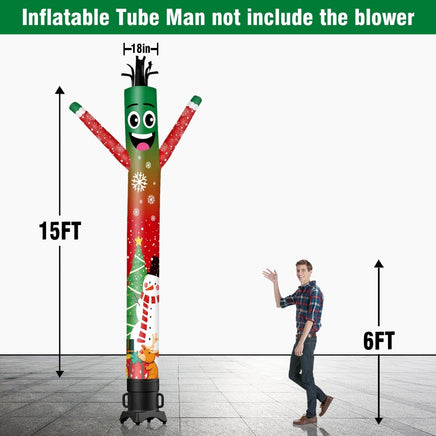 6 10 15 20FT Tall Christmas Snowflake Waving Inflatable Tube Man(Blower Not Included) - goodeny