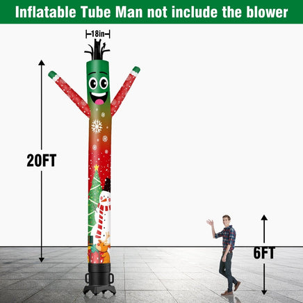6 10 15 20FT Tall Christmas Snowflake Waving Inflatable Tube Man(Blower Not Included) - goodeny