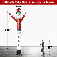 6 10 15 20FT Tall Christmas Snowman Waving Inflatable Tube Man(Blower Not Included) - goodeny