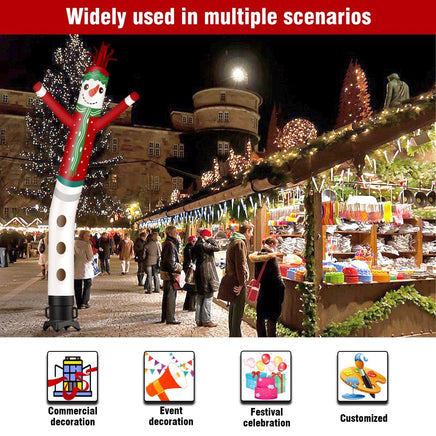 6 10 15 20FT Tall Christmas Snowman Waving Inflatable Tube Man(Blower Not Included) - goodeny