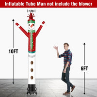 6 10 15 20FT Tall Christmas Snowman Waving Inflatable Tube Man(Blower Not Included) - goodeny