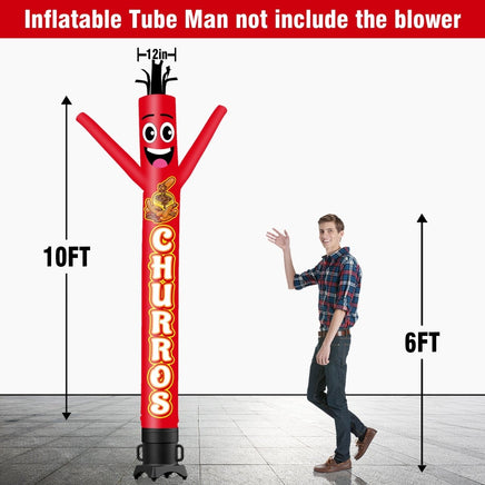 6 10 15 20FT Tall Churros Waving Inflatable Tube Man(Blower Not Included) - goodeny