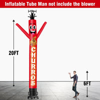 6 10 15 20FT Tall Churros Waving Inflatable Tube Man(Blower Not Included) - goodeny