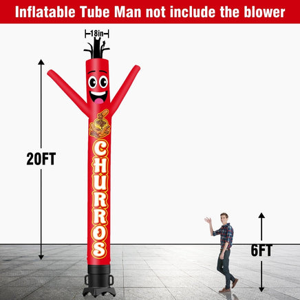 6 10 15 20FT Tall Churros Waving Inflatable Tube Man(Blower Not Included) - goodeny