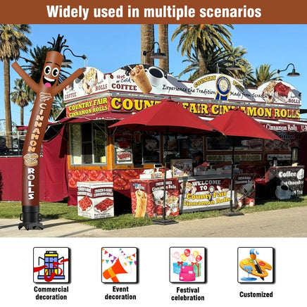 6 10 15 20FT Tall Cinnamon Rolls Waving Inflatable Tube Man(Blower Not Included) - goodeny