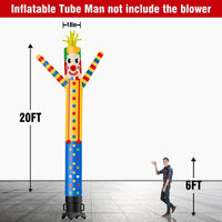 6 10 15 20FT Tall Clown Waving Inflatable Tube Man(Blower Not Included) - goodeny