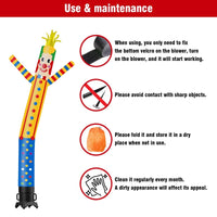 6 10 15 20FT Tall Clown Waving Inflatable Tube Man(Blower Not Included) - goodeny