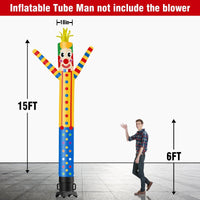 6 10 15 20FT Tall Clown Waving Inflatable Tube Man(Blower Not Included) - goodeny