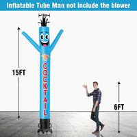 6 10 15 20FT Tall Cocktail Waving Inflatable Tube Man(Blower Not Included) - goodeny