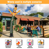 6 10 15 20FT Tall Coffee Waving Inflatable Tube Man(Blower Not Included) - goodeny