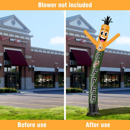 6 10 15 20FT Tall Coffee Waving Inflatable Tube Man(Blower Not Included) - goodeny