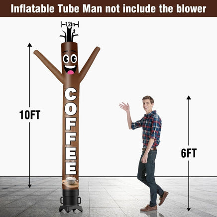 6 10 15 20FT Tall Coffee Waving Inflatable Tube Man(Blower Not Included) - goodeny