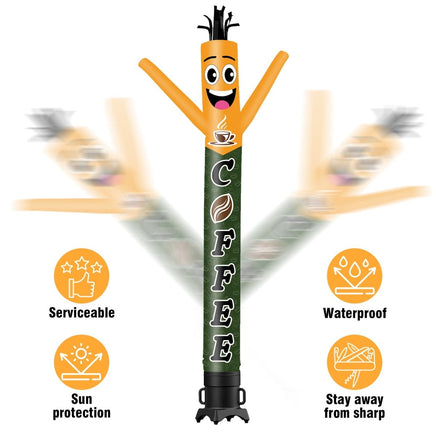 6 10 15 20FT Tall Coffee Waving Inflatable Tube Man(Blower Not Included) - goodeny