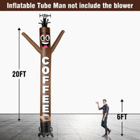 6 10 15 20FT Tall Coffee Waving Inflatable Tube Man(Blower Not Included) - goodeny