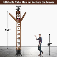 6 10 15 20FT Tall Coffee Waving Inflatable Tube Man(Blower Not Included) - goodeny