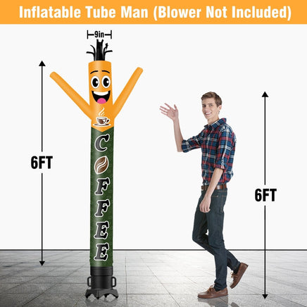 6 10 15 20FT Tall Coffee Waving Inflatable Tube Man(Blower Not Included) - goodeny