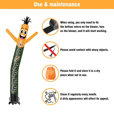 6 10 15 20FT Tall Coffee Waving Inflatable Tube Man(Blower Not Included) - goodeny