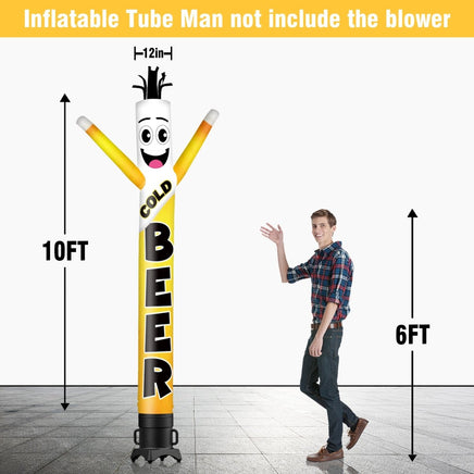 6 10 15 20FT Tall Cold Beer Waving Inflatable Tube Man(Blower Not Included) - goodeny