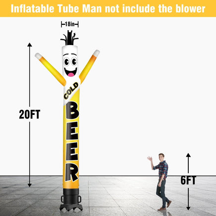 6 10 15 20FT Tall Cold Beer Waving Inflatable Tube Man(Blower Not Included) - goodeny