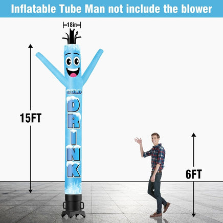 6 10 15 20FT Tall Cold Drinks Waving Inflatable Tube Man(Blower Not Included) - goodeny