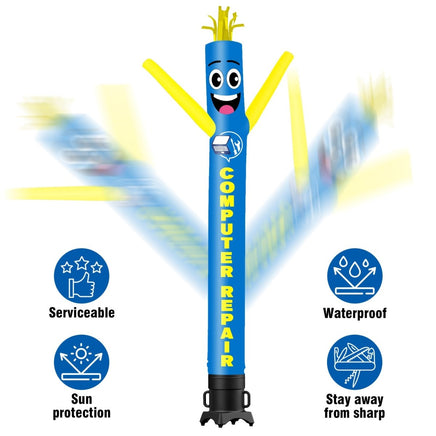 6 10 15 20FT Tall Computer Repair Waving Inflatable Tube Man(Blower Not Included) - goodeny