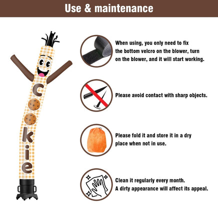 6 10 15 20FT Tall Cookie Beige Waving Inflatable Tube Man(Blower Not Included) - goodeny