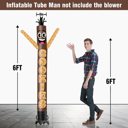 6 10 15 20FT Tall Cookie Waving Inflatable Tube Man(Blower Not Included) - goodeny
