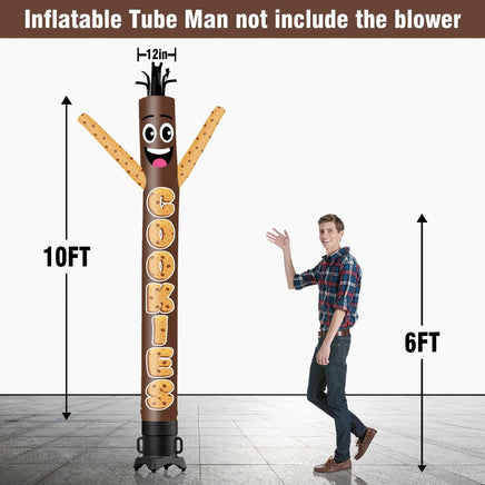 6 10 15 20FT Tall Cookie Waving Inflatable Tube Man(Blower Not Included) - goodeny