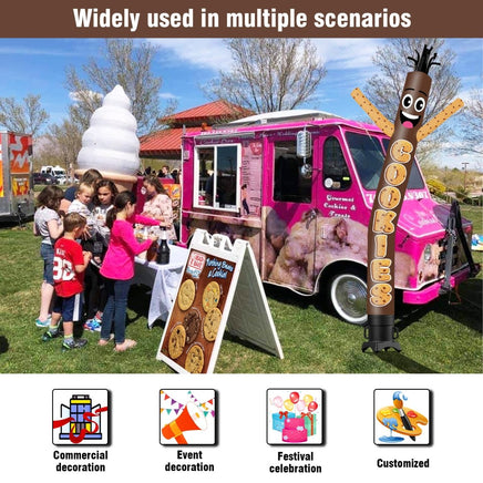 6 10 15 20FT Tall Cookie Waving Inflatable Tube Man(Blower Not Included) - goodeny