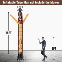 6 10 15 20FT Tall Cookie Waving Inflatable Tube Man(Blower Not Included) - goodeny