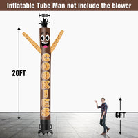 6 10 15 20FT Tall Cookie Waving Inflatable Tube Man(Blower Not Included) - goodeny
