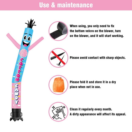 6 10 15 20FT Tall Cotton Candy Waving Inflatable Tube Man(Blower Not Included) - goodeny
